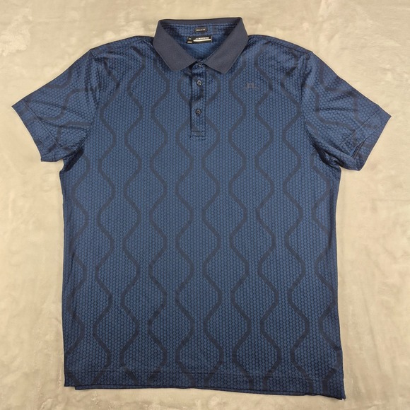 J.Lindeberg Other - J. Lindeberg Polo Shirt Men's 2XL XXL Blue Golf Performance Geometric Regular